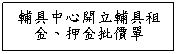 文字方塊: 輔具中心開立輔具租金、押金批價單