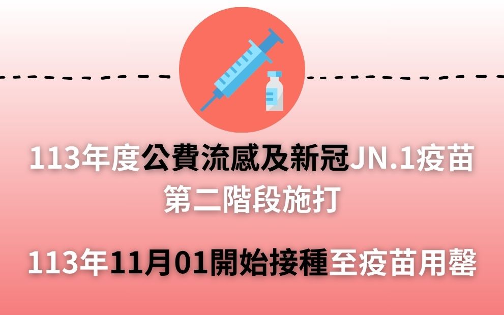 113年度公費流感及新冠JN.1疫苗第二階段施打